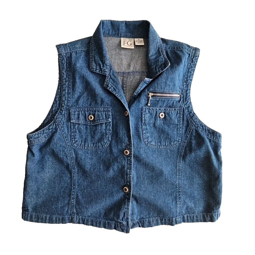 Field Gear Jacket Women's Size Medium Petite‎ Sleeveless Denim Countrycore